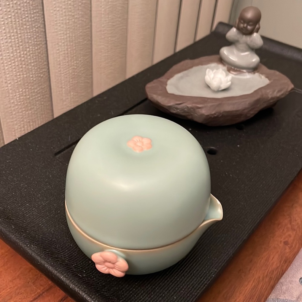 Tea set with teapot & cup for one person! Japanese style pink plum blossom ❤️